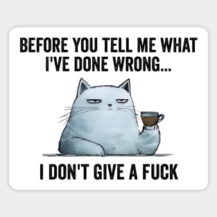 Snarky Sarcastic Cat: I Don't Give A Fuck, funny design Magnet
